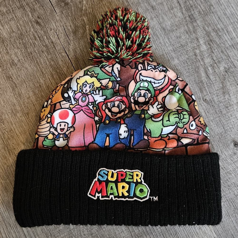 Nintendo Super Mario Kids Beanie - Black and Multicolor